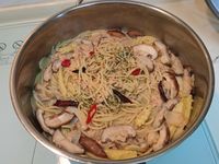 一鍋到底-蒜香鮪魚香菇義大利麵