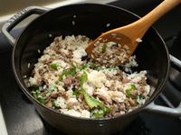 青椒牛肉炒飯。簡易食譜