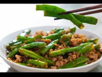 豆角炒肉碎