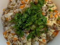 滑蛋牛肉波菜菇菇粥（寶寶軟飯～電鍋版）