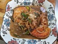 雙蔥燒鮭魚