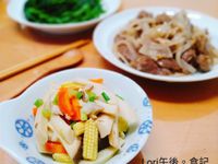 洋蔥牛柳+玉米筍炒菇