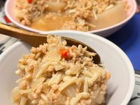 辣炒素肉碎配白蘿蔔排 (素食)