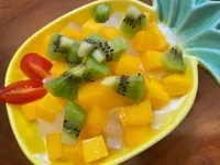 水果優格佐綠豆涼粉皮