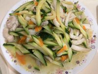 櫛瓜炒美白菇.冷鍋冷油