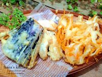 香酥天婦羅粉漿和茄子天婦羅的切法