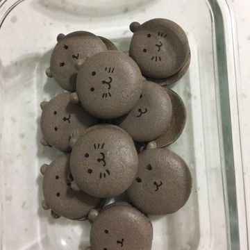 紫米飯一起做了法式馬卡龍外殼
