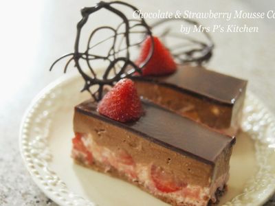 參考食譜 : 巧克力草莓慕斯蛋糕 [不用烤箱]