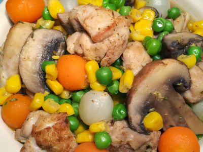 奶油玉米蘑菇香煎雞肉