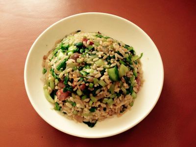 參考食譜 : 低GI_菜炒香腸糙米飯