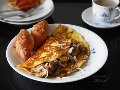 Olivia♥奶油蘑菇歐姆蛋簡單三步驟！