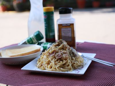 參考食譜 : 白醬蘑菇培根義大利麵