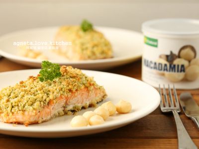 【澳洲果仁】浪漫來襲♥香草果仁烤鮭魚排。