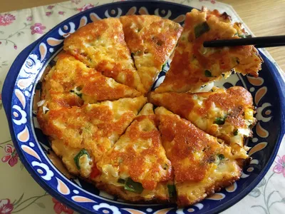 參考食譜 : 起司泡菜煎餅치즈김치전(蔬食版)