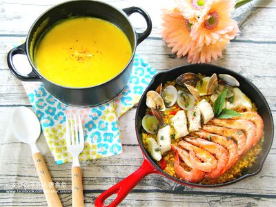 西班牙海鮮燉飯+南瓜濃湯