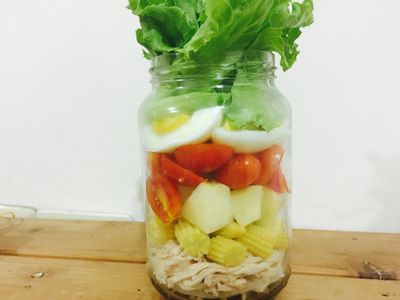 玻璃罐沙拉—田園油醋雞胸