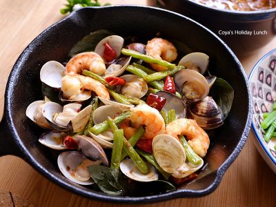 鐵板香辣海鮮-平底鑄鐵鍋料理