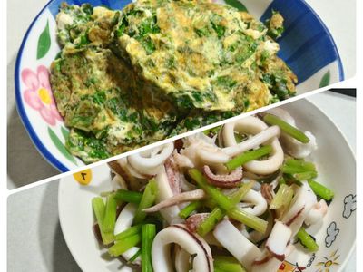 參考食譜 : 濃濃芹菜香～芹菜炒透抽&芹菜葉煎蛋