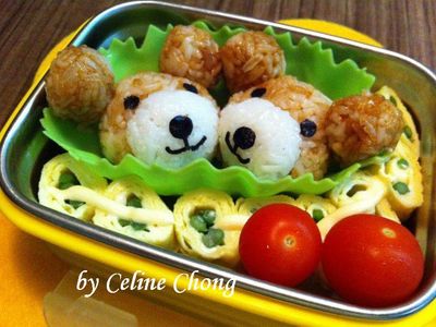 參考食譜 : 【親子食堂】两个小熊爱心便当