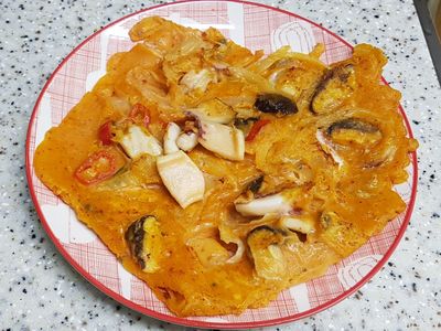 參考食譜 : （韓式）海鮮泡菜煎餅 해물김치부침개
