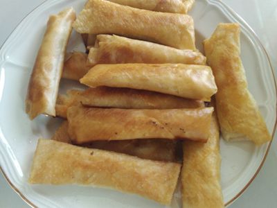 炸春卷皮包肉馅