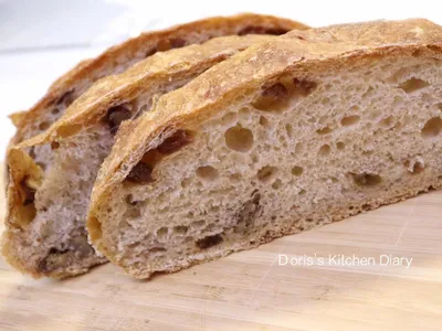 無油黑糖果乾歐風麵包（免揉）