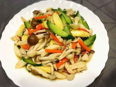 零技巧～蒜香鮮蔬舞菇