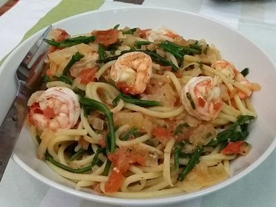 〔健康美味〕海蘆筍鮮蝦義大利麵