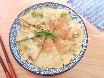 吻仔魚芹菜葉煎蛋~芹菜葉不要丟