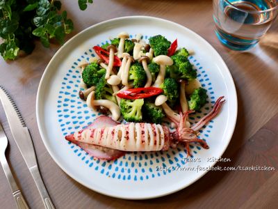 烤透抽佐鮮菇青花菜【低醣飲食】