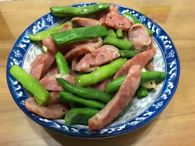香腸炒四季豆