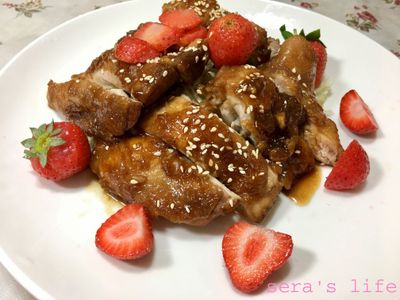 參考食譜 : 草莓照燒雞腿排