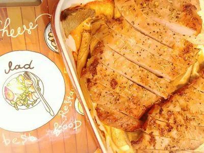 鹽烤菇菇松板豬。{烤箱料理}