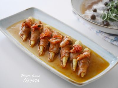 泡菜豬肉捲玉米筍❤電鍋小廚娘