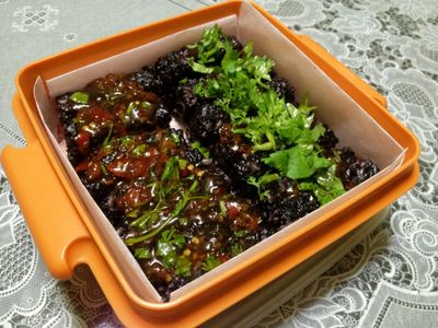 參考食譜 : 素食米血糕(五榖紫米糕)