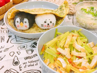 芹菜炒豆腐、芹菜葉煎蛋、芹菜葉蛋花湯