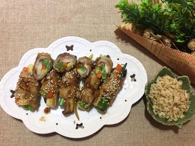 肉片蔬菜捲