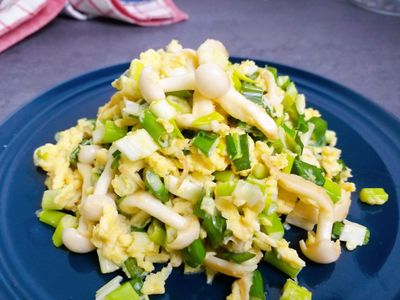 雪白菇蔥花炒蛋【好菇道營養料理】便當菜