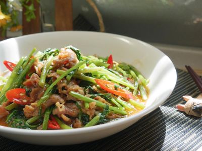 #96 沙茶羊肉炒空心菜