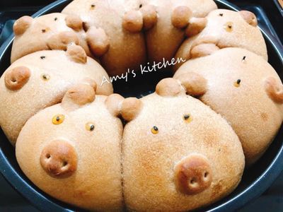 參考食譜 : 早餐-萬聖節巧克力豬豬包