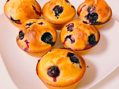 參考食譜 : 第一次做藍莓馬芬～