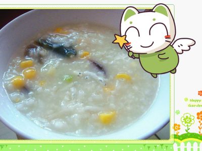 參考食譜 : 皮蛋吻仔魚玉米粥