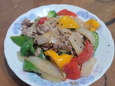 參考食譜 : 肉炒彩椒