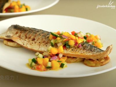 烤鯖魚地瓜佐芒果莎莎醬【氣炸鍋一鍋兩菜】