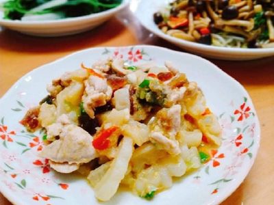 皮蛋苦瓜+九層塔菇菇+燙青菜