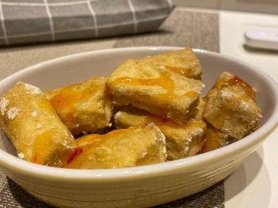 《鷹嘴豆粉氣炸豆腐》無麵粉、無油