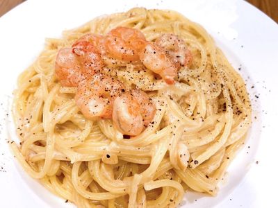 參考食譜 : 蒜炒奶油蝦仁義大利麵
