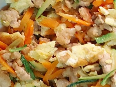 參考食譜 : 櫛瓜絲紅蘿蔔絲炒蛋絲