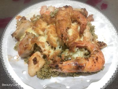 青醬佐雞肉鮮蝦燉飯