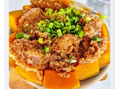 參考食譜 : 金瓜粉蒸排骨～電鍋